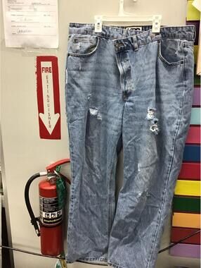 Kbb kahlana womens wide leg baggy jeans 14 cross buttons new from target